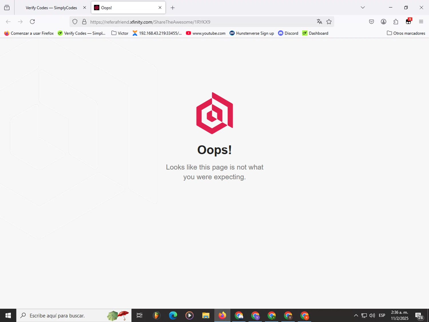 Xfinity Mobile promo code screenshot showing code 1RYKX9 applied at Xfinity Mobile checkout page. Uploaded by SimplyCodes community member Garou_Y2K on Feb 11, 2025