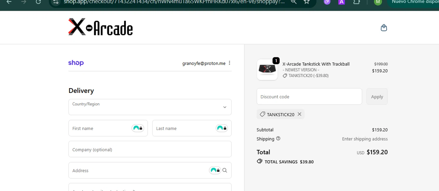 XGaming promo code screenshot showing code TANKSTICK20 applied at XGaming checkout page. Uploaded by SimplyCodes community member MARCVH on Nov 1, 2025
