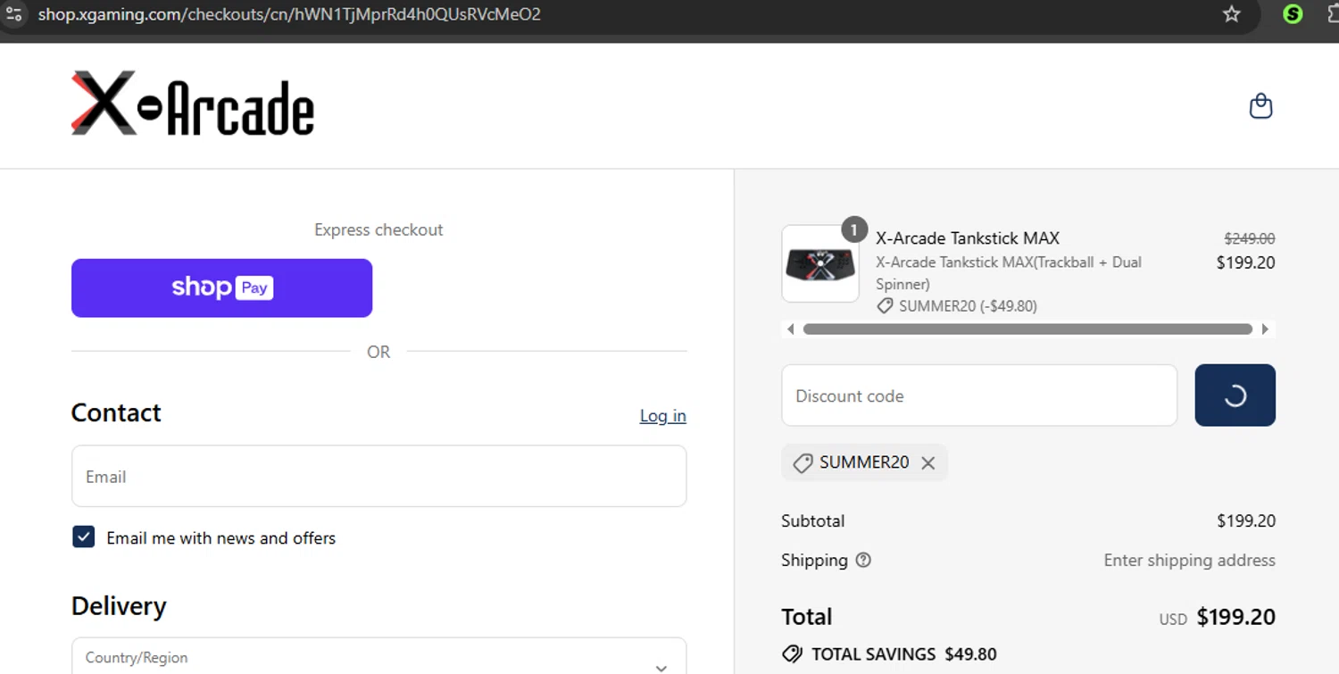XGaming promo code screenshot showing code SUMMER20 applied at XGaming checkout page. Uploaded by SimplyCodes community member argenygalvez on Aug 6, 2025