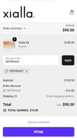 YEFFRYAST coupon verification screenshot