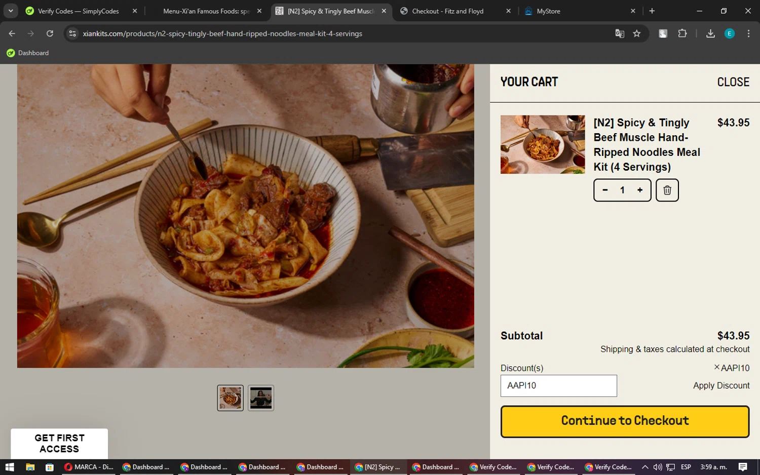 Xi'an Famous Foods checkout page showing Xi'an Famous Foods discount code box | Screenshot taken by SimplyCodes community member on Sep 25, 2024