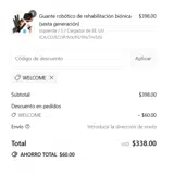 Welcome coupon verification screenshot