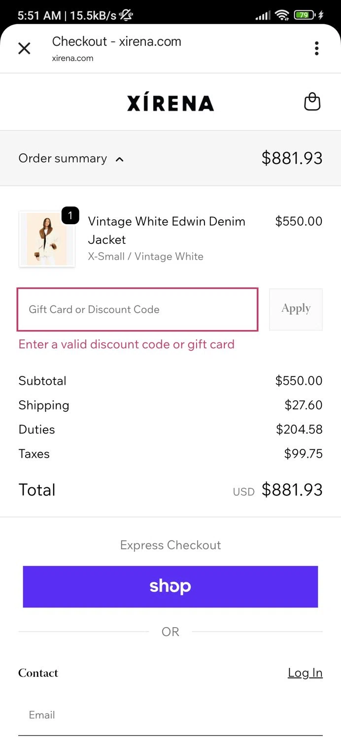 XiRENA promo code screenshot showing code BF10 applied at XiRENA checkout page. Uploaded by SimplyCodes community member Heibk201 on Dec 4, 2025