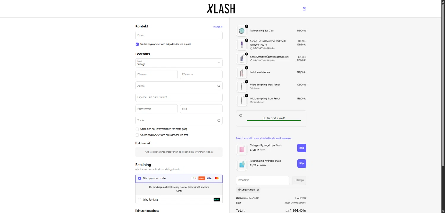 Xlash checkout page showing Xlash discount code box | Screenshot taken by SimplyCodes community member on Feb 2, 2026