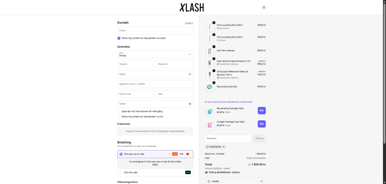 Xlash checkout page showing Xlash discount code box | Screenshot taken by SimplyCodes community member on Feb 2, 2026