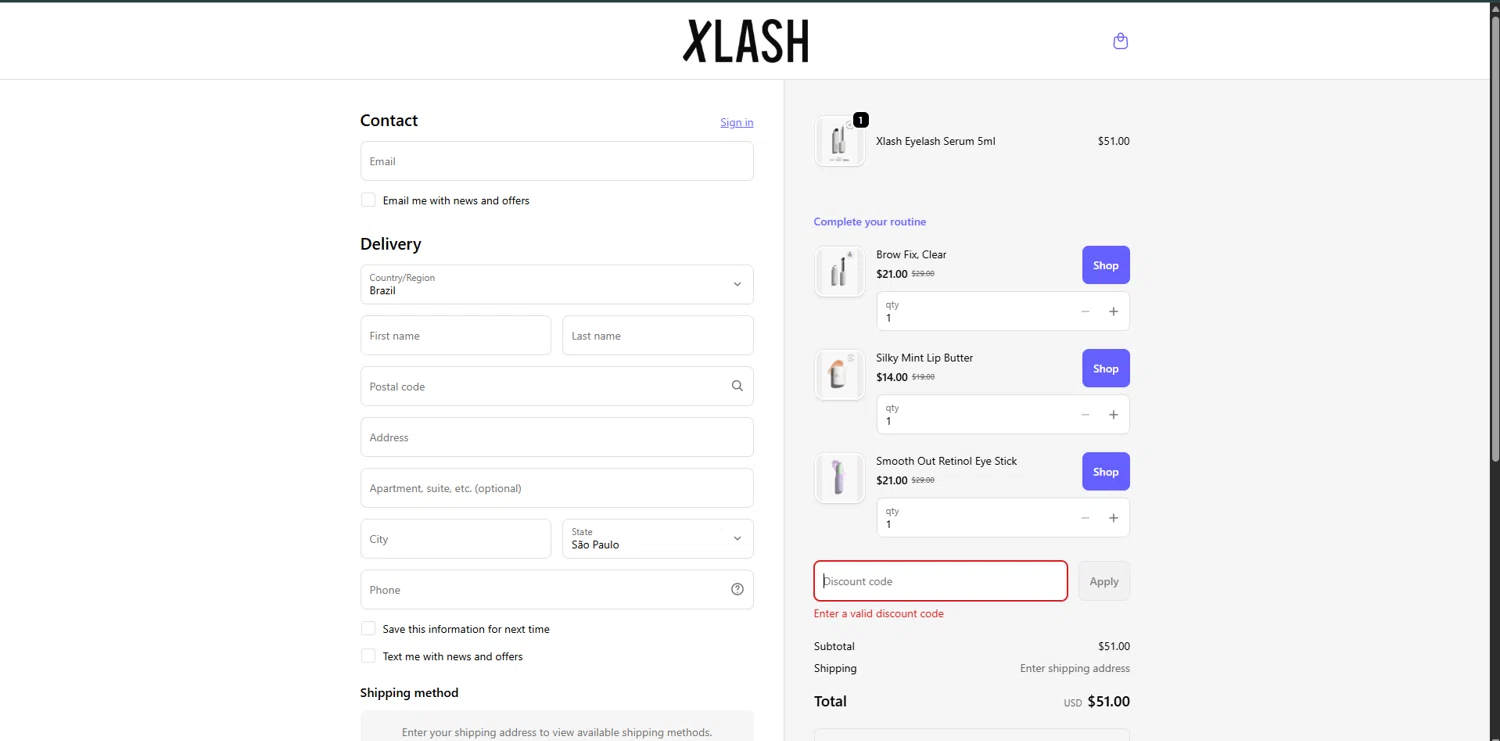 Xlash discount code screenshot showing code XTRA15 applied at Xlash checkout page. Uploaded by SimplyCodes community member MoneyLynx6719 on Dec 22, 2025
