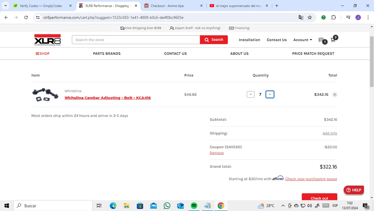 where to use XLR8 Performance promo code box