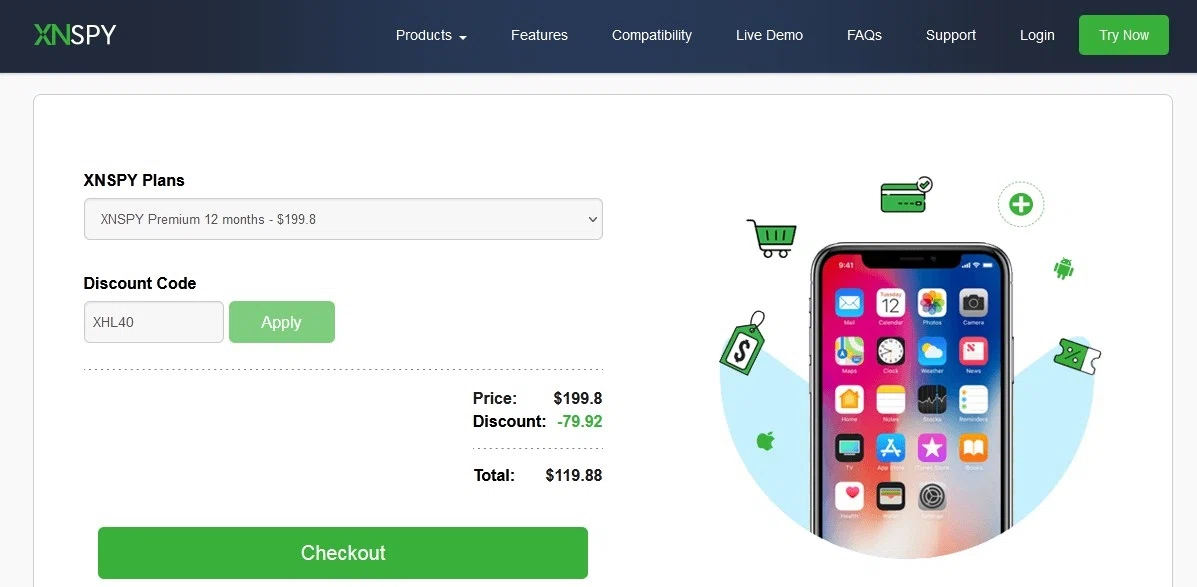 how to use XNSPY coupons
