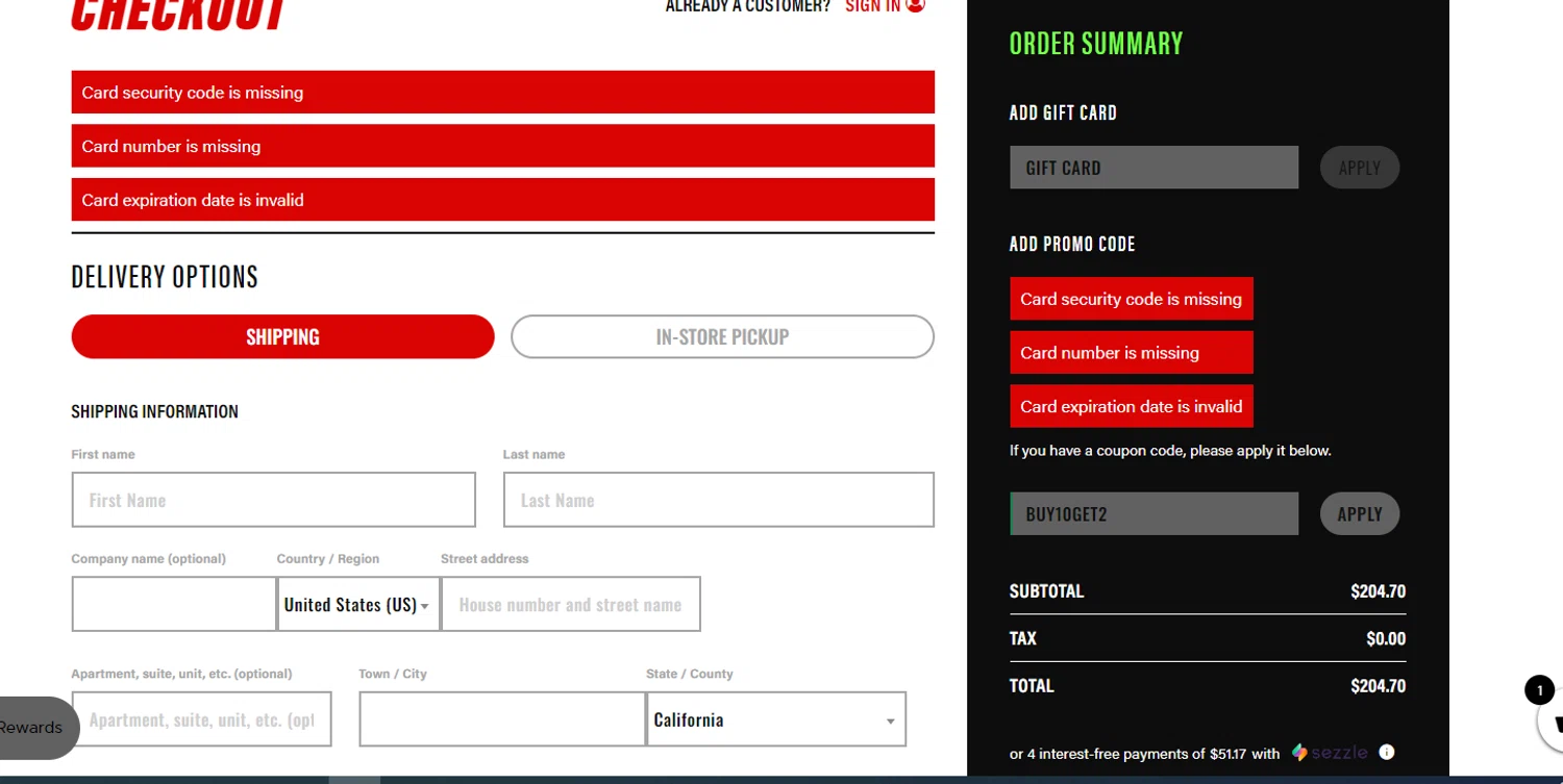 XN Supplements checkout page showing XN Supplements discount code box | Screenshot taken by SimplyCodes community member on Oct 31, 2024