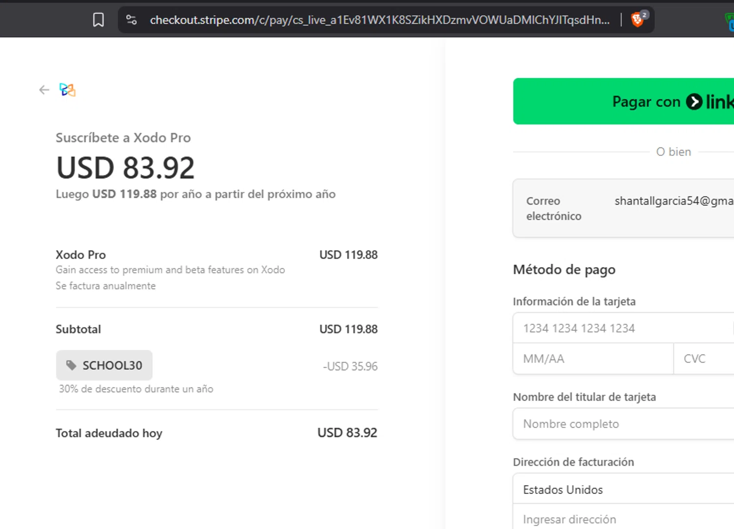 XODO checkout page showing XODO promo code box | Screenshot taken by SimplyCodes community member on Oct 10, 2025