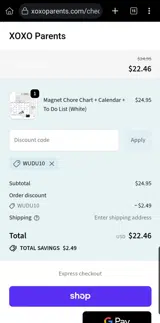 WUDU10 coupon verification screenshot