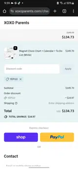 YEPI10 coupon verification screenshot