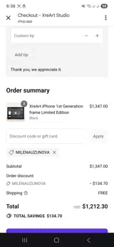 MILENAUZUNOVA coupon verification screenshot