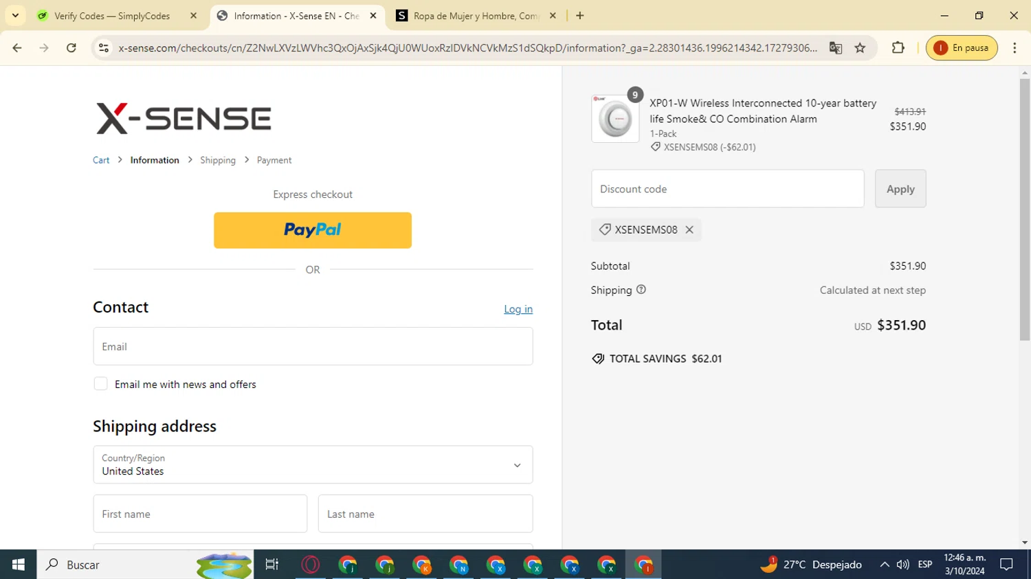 where to use X-Sense promo code box