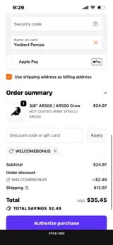 WELCOMEBONUS coupon verification screenshot