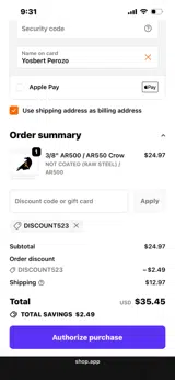 DISCOUNT523 coupon verification screenshot