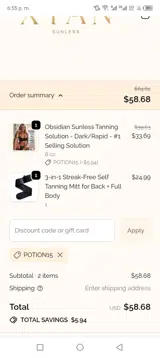 POTION15 coupon verification screenshot