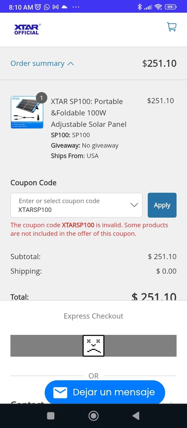 XTAR Technology promo code screenshot showing code XTARSP100 applied at XTAR Technology checkout page. Uploaded by SimplyCodes community member Saturno on Jul 26, 2025