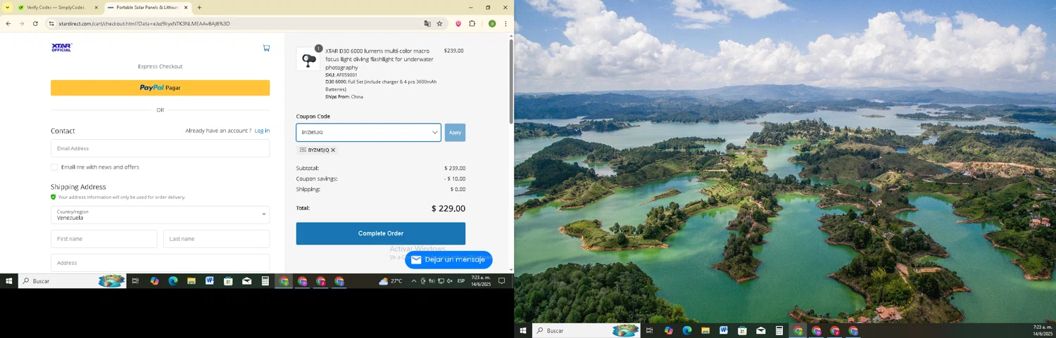 XTAR Technology checkout page showing XTAR Technology promo code box | Screenshot taken by SimplyCodes community member on Jun 14, 2025
