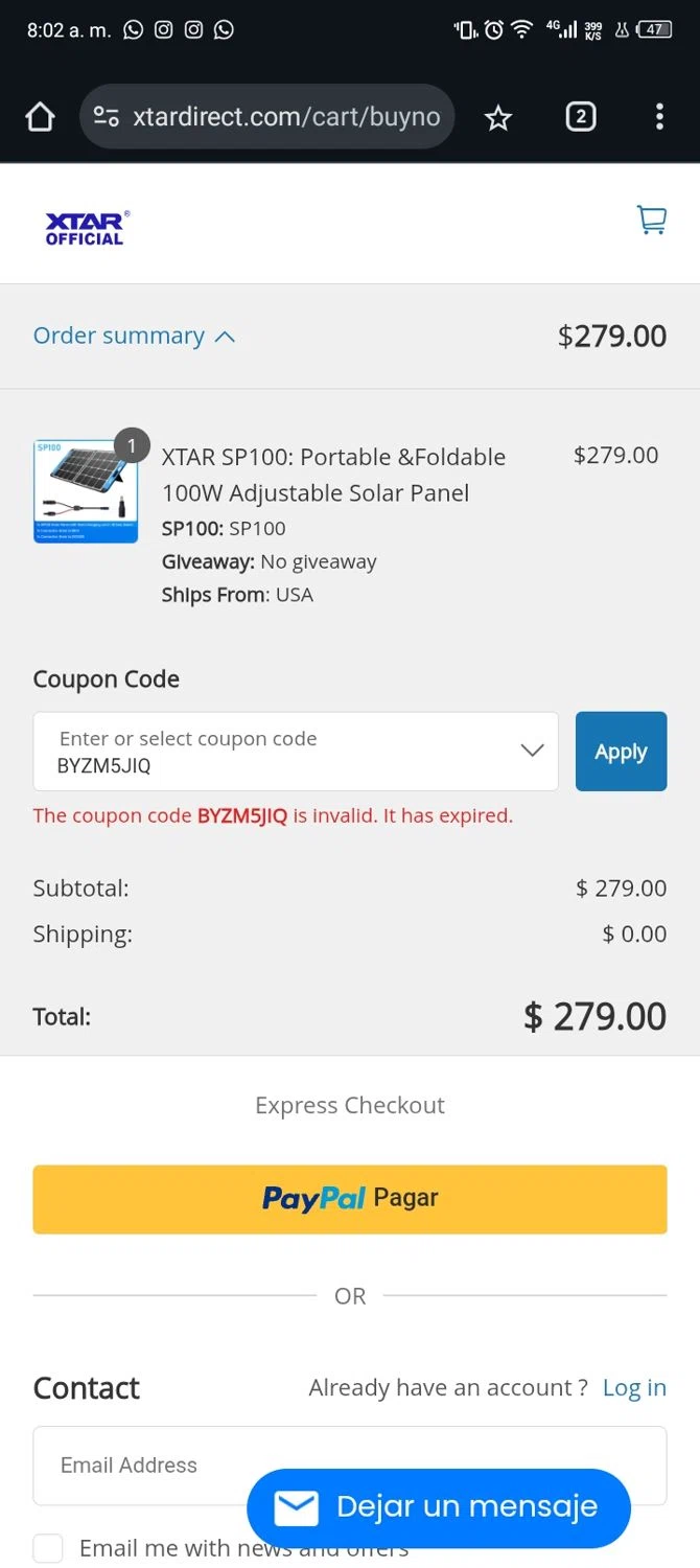 XTAR Technology promo code screenshot showing code BYZM5JIQ applied at XTAR Technology checkout page. Uploaded by SimplyCodes community member Xx_Cogeburras3000_xX on Dec 2, 2025