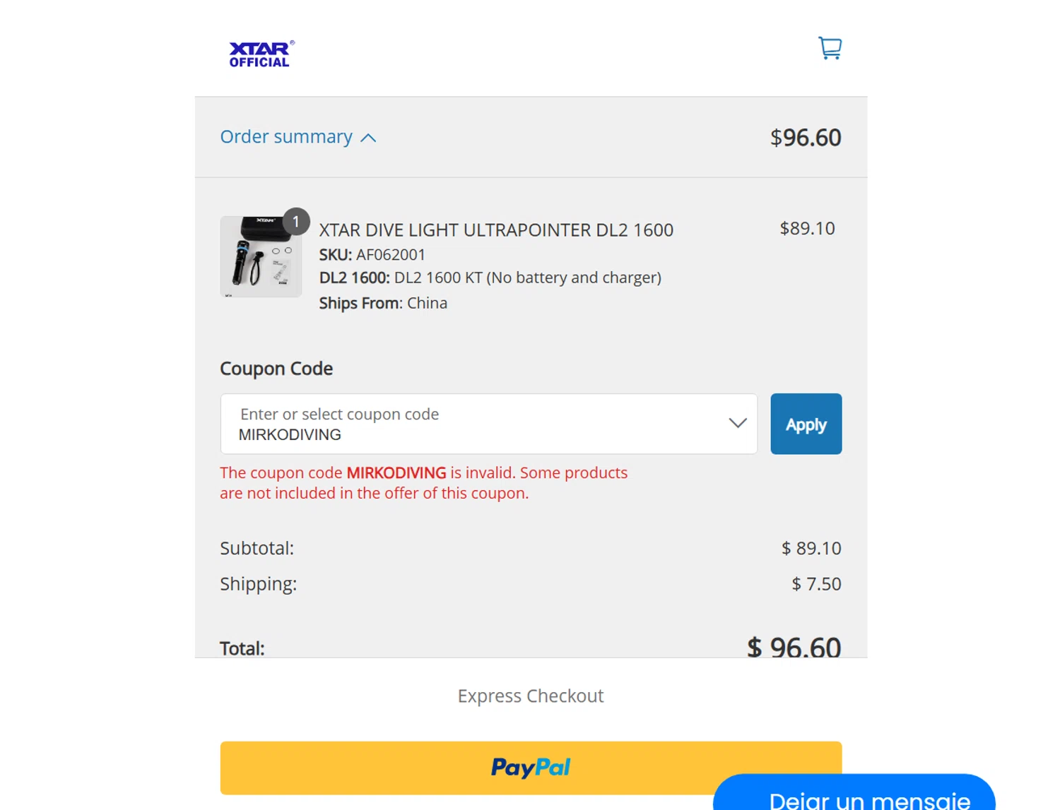 XTAR Technology checkout page showing XTAR Technology promo code box | Screenshot taken by SimplyCodes community member on Jul 23, 2025