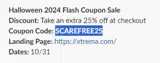 SCAREFREE25 coupon verification screenshot
