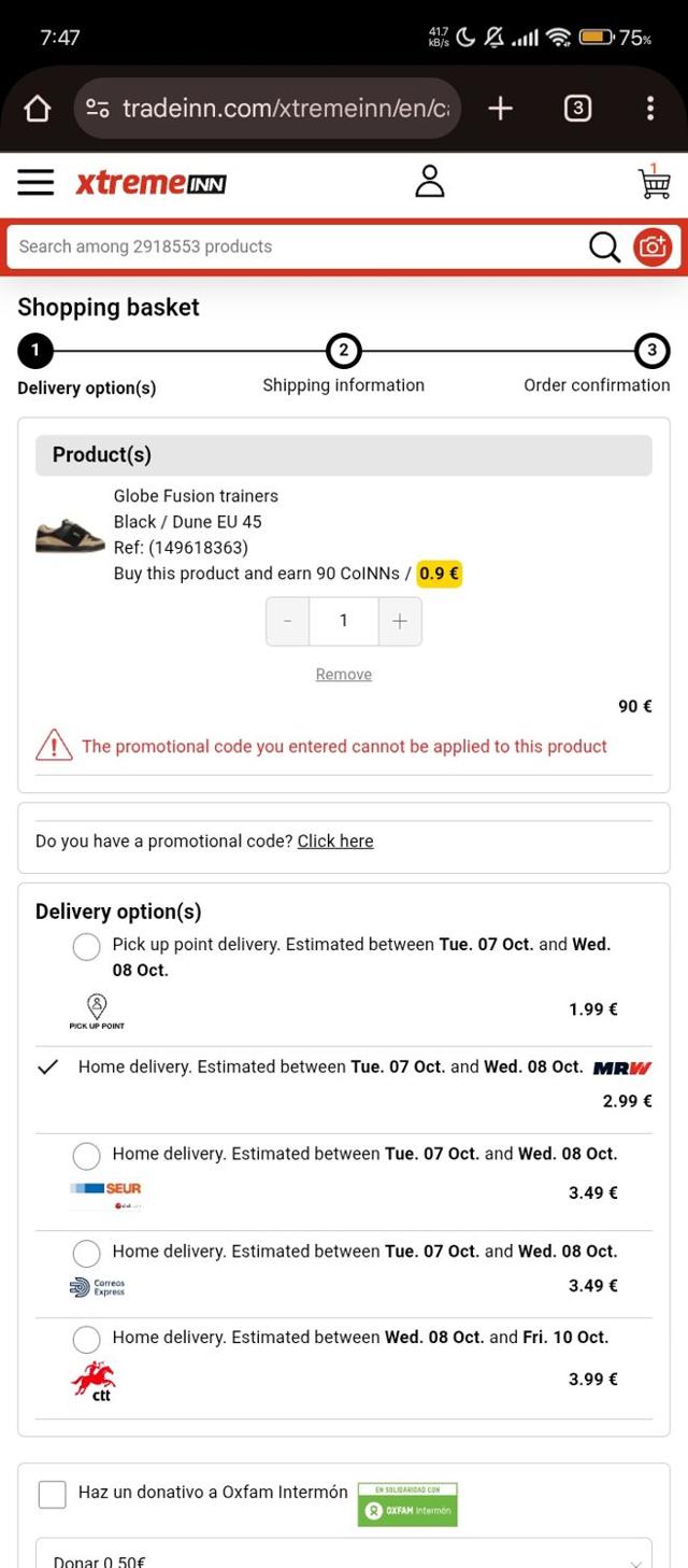 Xtremeinn checkout page showing Xtremeinn promo code box | Screenshot taken by SimplyCodes community member on Oct 5, 2025