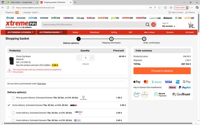 Xtremeinn checkout page showing Xtremeinn promo code box | Screenshot taken by SimplyCodes community member on Sep 26, 2025
