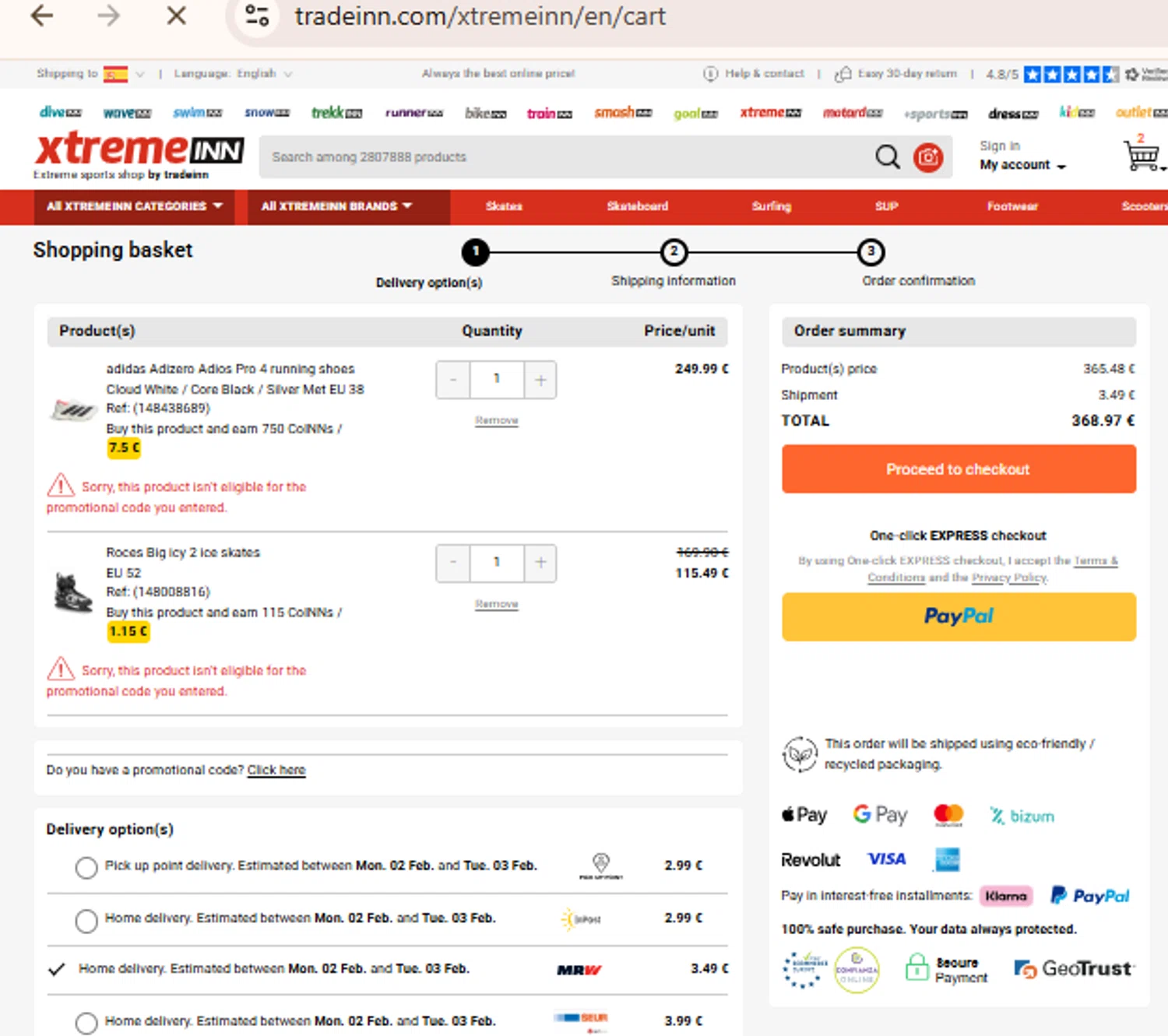 Xtremeinn checkout page showing Xtremeinn promo code box | Screenshot taken by SimplyCodes community member on Feb 1, 2026
