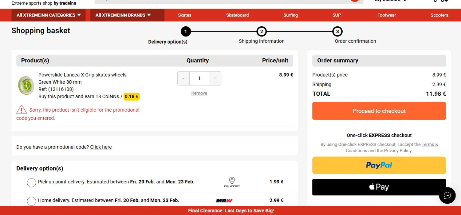 Xtremeinn checkout page showing Xtremeinn promo code box | Screenshot taken by SimplyCodes community member on Feb 19, 2026