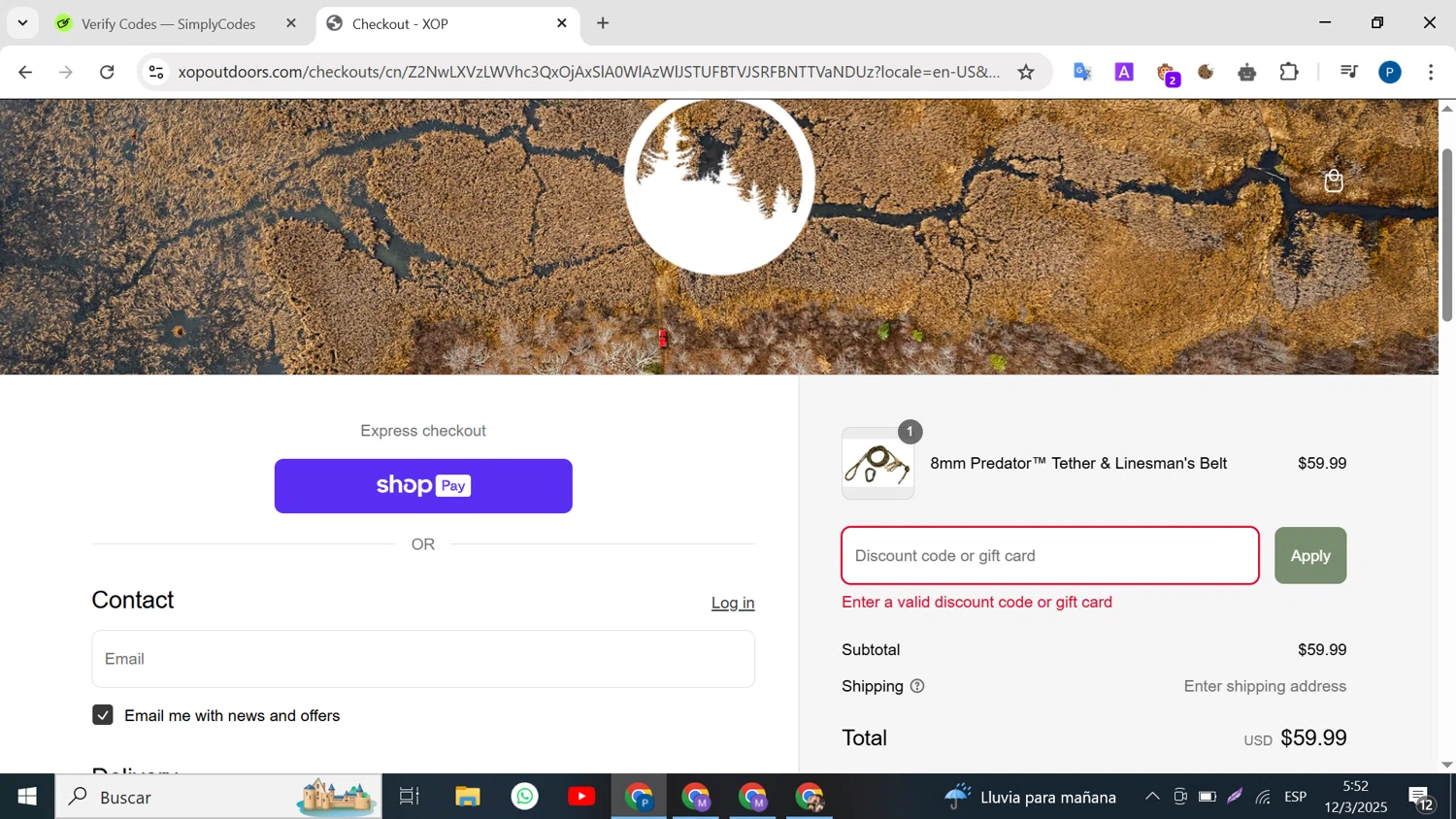 Xtreme Outdoor Products promo code screenshot showing code THERISE applied at Xtreme Outdoor Products checkout page. Uploaded by SimplyCodes community member BrilliantMaven4588 on Mar 12, 2025