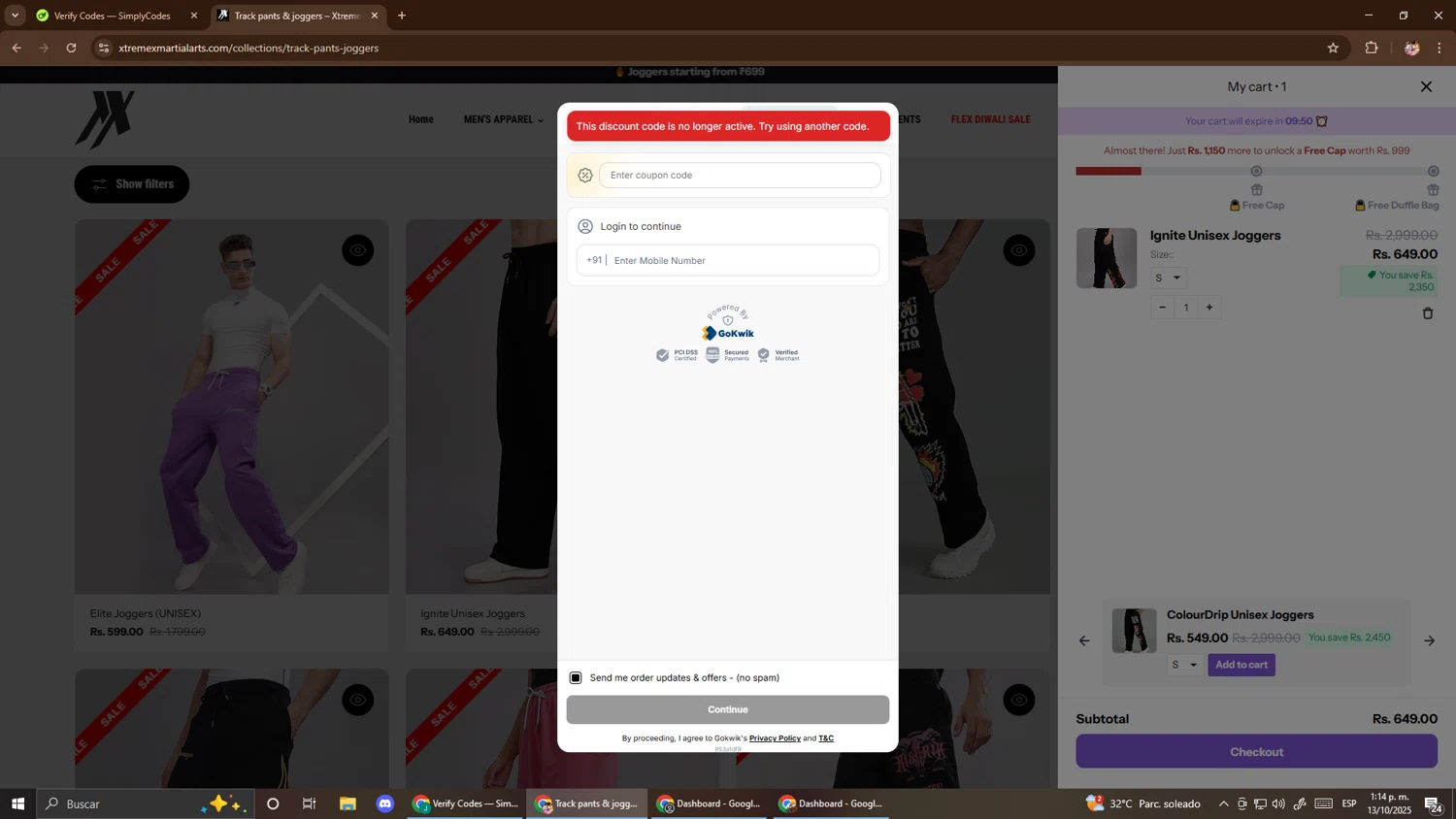 XtremeX coupon code screenshot showing code DEVANSHIX applied at XtremeX checkout page. Uploaded by SimplyCodes community member El_mynor on Oct 13, 2025