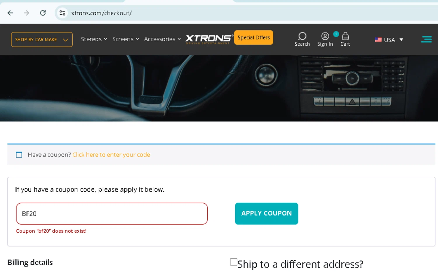 Xtrons US promo code screenshot showing code BF20 applied at Xtrons US checkout page. Uploaded by SimplyCodes community member TokenMonarch796 on Dec 23, 2025