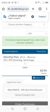 WELCOME75 coupon verification screenshot