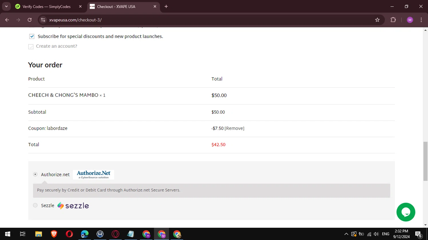 where to use XVAPE promo code box