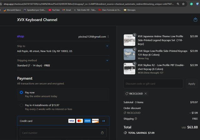 XVX Keyboard checkout page showing XVX Keyboard promo code box | Screenshot taken by SimplyCodes community member on Sep 3, 2025