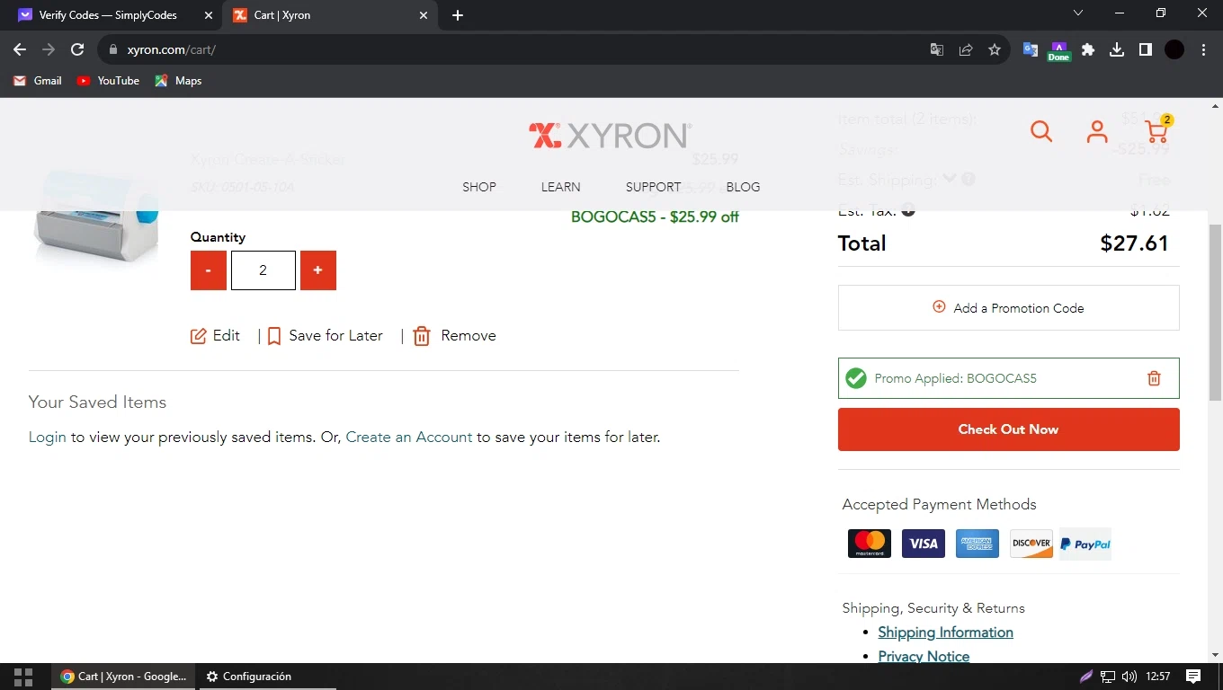 where to use Xyron promo code box