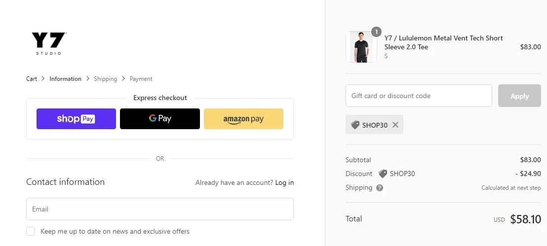 how to use Y7 Studio coupons