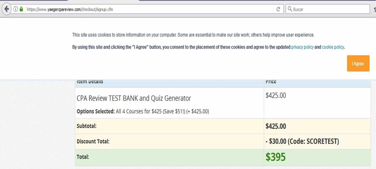 where to use Yaeger CPA Review promo code box