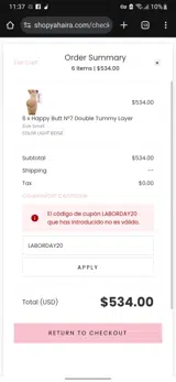 Yahaira coupon verification screenshot