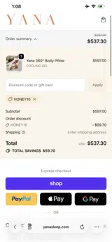HONEY10 coupon verification screenshot