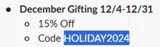 HOLIDAY2024 coupon verification screenshot