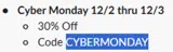 CYBERMONDAY coupon verification screenshot