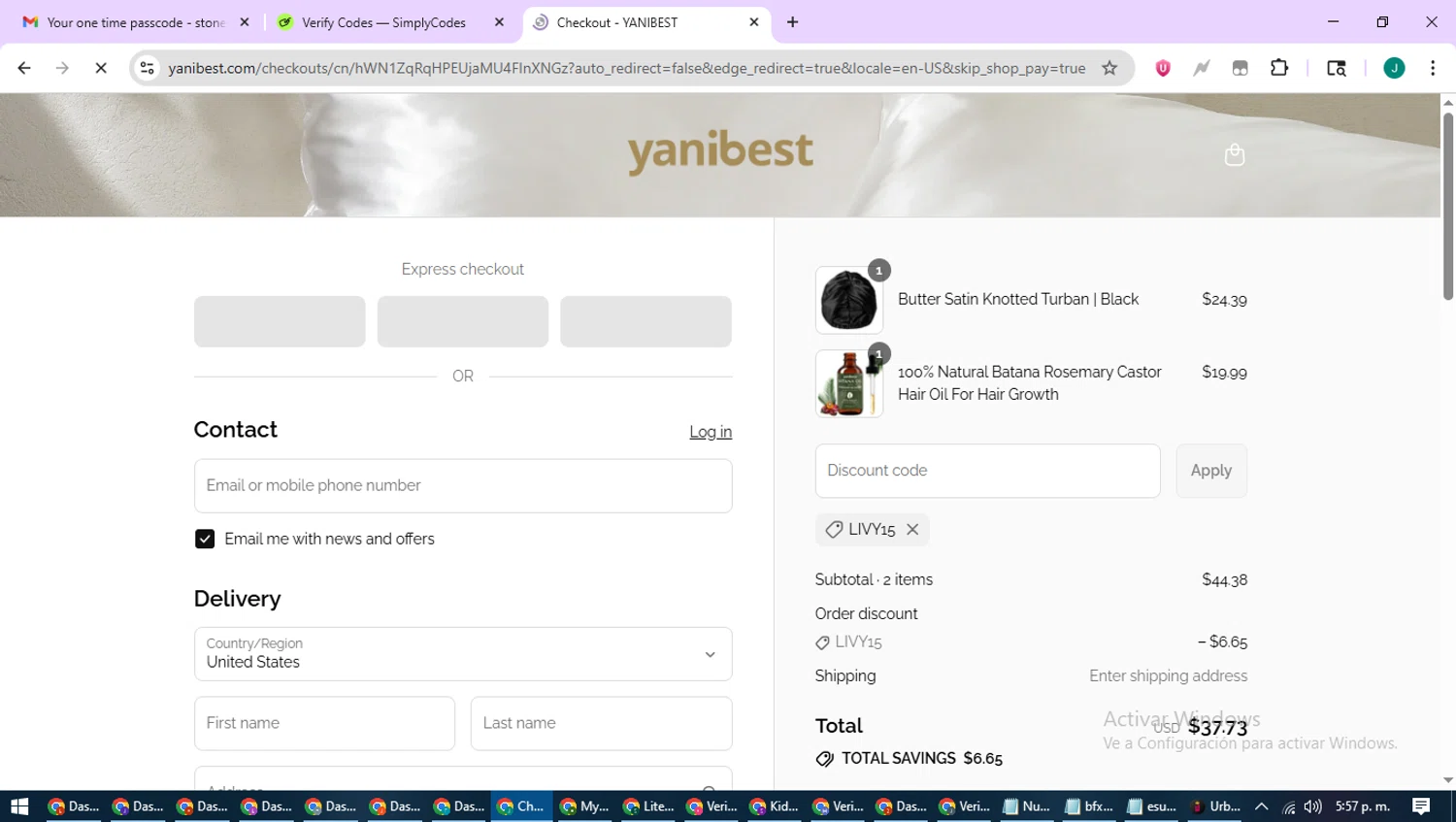 Yanibest discount code screenshot showing code livy15 applied at Yanibest checkout page. Uploaded by SimplyCodes community member SavvyCurator1770 on Aug 8, 2025