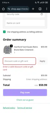 Hartford Yard Goats coupon verification screenshot