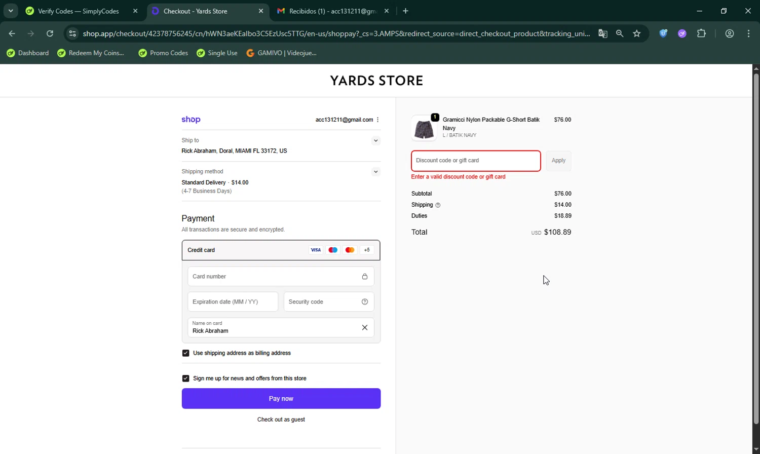 Yards Store discount code screenshot showing code EXTRA20 applied at Yards Store checkout page. Uploaded by SimplyCodes community member LHaunter on Sep 30, 2025