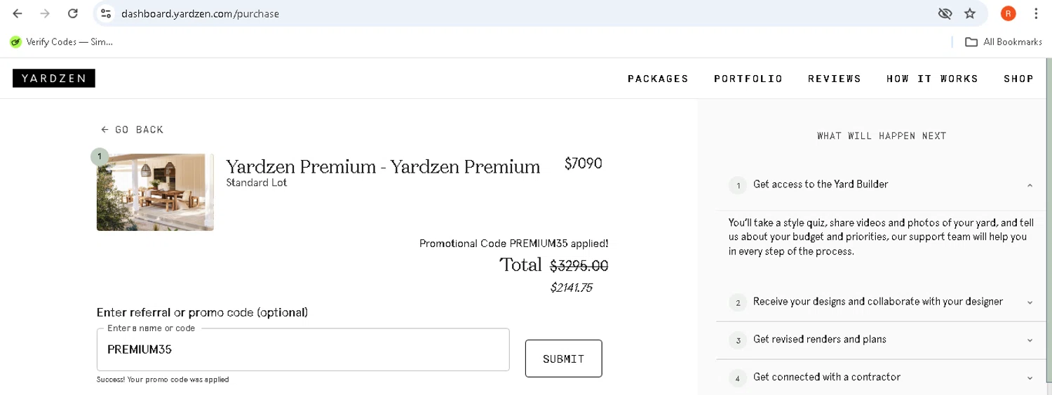 how to use Yardzen coupons