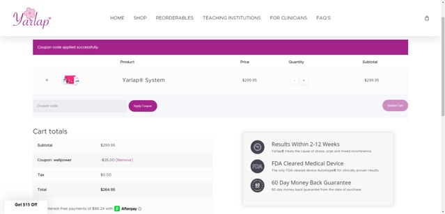 Yarlap checkout page showing Yarlap coupon code box | Screenshot taken by SimplyCodes community member on Jun 3, 2025