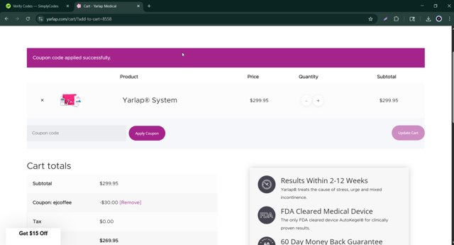 Yarlap checkout page showing Yarlap coupon code box | Screenshot taken by SimplyCodes community member on May 30, 2025