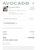 FRONTROWSEAT coupon verification screenshot